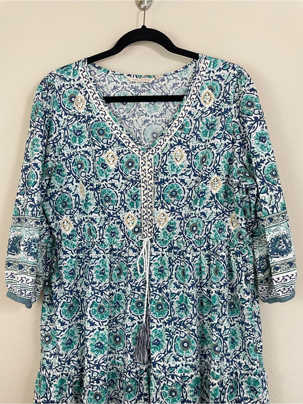 Soft Surroundings Nerissa Dress Abstract Floral Dress Size XL Coastal Boho - Picture 6 of 15